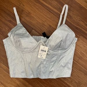 Windsor Corset Bustier Silver Sparkle Size Medium NWT